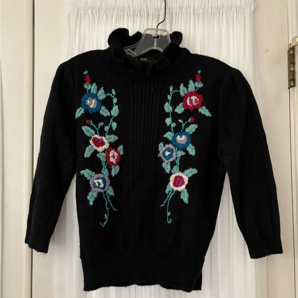 Vintage Floral Turtleneck Sweater
